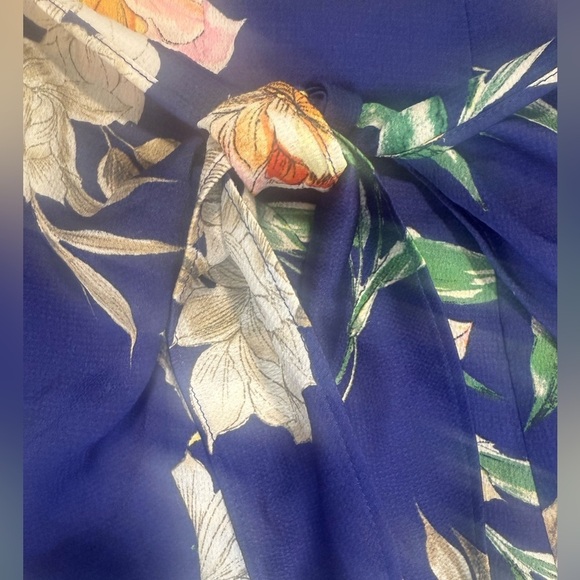 Zara Basic floral palazzo split pants XS breezy wrap tie waist crop Hawaiian - Picture 4 of 11